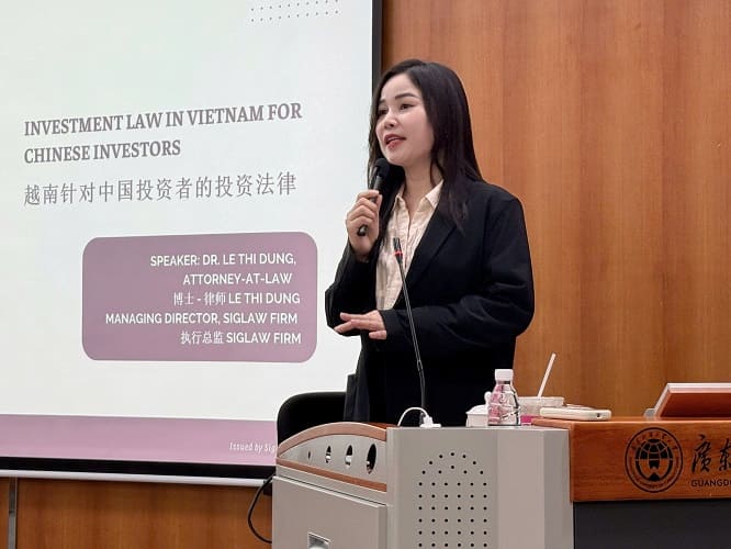 Dr. Lawyer Le Thi Dung Provides Comprehensive Insights on Vietnam’s Investment Law to the Chinese Legal Community at Guangdong University of Foreign Studies Dr. Lawyer Le Thi Dung Provides Comprehensive Insights on Vietnam’s Investment Law to the Chinese Legal Community at Guangdong University of Foreign Studies